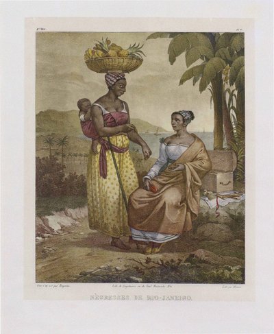里约热内卢的黑人妇女。摘自《巴西风景画之旅》，1835年。 作者 约翰·莫里茨·鲁根达斯