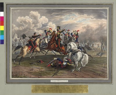Frederic Dittmayer 于 1814 年 2 月 17 日在 Villeneuve 营救被俘虏的法国骑兵团特拉赫男爵上校军士 作者 Johann Nepomuk Hoechle