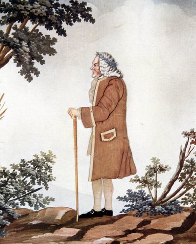 法国作家伏尔泰的肖像（1694-1778）——在“水粉和丝绸”中，归功于日内瓦的约翰·胡贝尔 作者 约翰·鲁道夫·约翰（Hubr）
