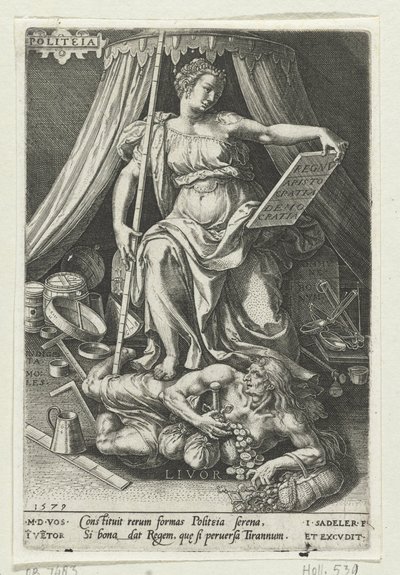 国术（Politeia）战胜嫉妒（Livor）
Politeia （物品上的标题）
美德战胜恶习（系列标题） 作者 约翰·萨德勒（一）