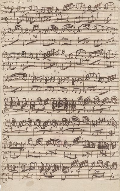 Allegro（大键琴独奏），G大调第六奏鸣曲的第一版，用于小提琴和强制性大键琴。 1725 作者 约翰·塞巴斯蒂安·巴赫（Johann Sebastian Bach）