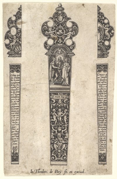 纪念结婚的刀柄设计。 1580-1600。 作者 约翰·西奥多·德·布里