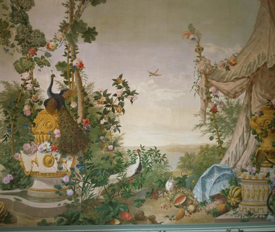 肖恩布伦宫花园厅中的孔雀和帐篷花园场景... 作者 约翰·温泽尔·伯格