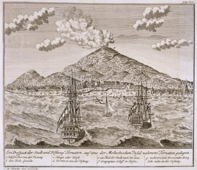 1740年代，摩洛哥群岛，海岸和荷兰东印度公司称为“Ternate”，由巴达维亚&39;Schau-platz von Africa und Ost-Indien&39;的一系列观点于1744年出版（雕刻） 作者 约翰·沃尔夫冈·海特