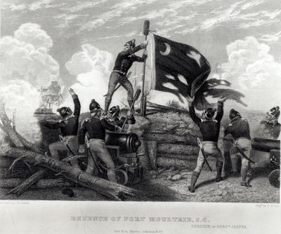 1780年5月12日，南卡罗来纳州莫尔特里堡的威廉·贾斯珀中士的英雄主义，由GR Hall雕刻 作者 约翰内斯·亚当·西蒙·厄特尔