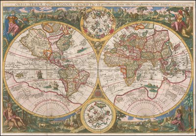 1596 年世界地图 - Orbis Terrae Compendiosa Descriptio Ex peristissimorum totius orbis Gaeographorum operibus desumpta 作者 约翰·巴普蒂斯塔·弗林茨
