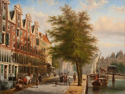 Leidsegracht和Herengracht，阿姆斯特丹的看法 作者 约翰尼斯·弗朗西斯库斯·斯波勒