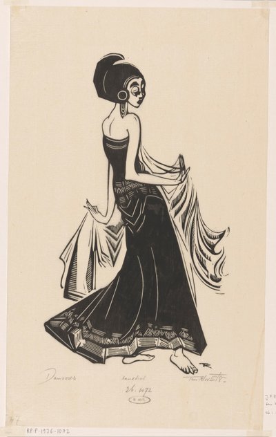 Danseres（物体上的原始标题） 作者 Johannes Frederik Engelbert 十克洛斯特（艺术家签名）