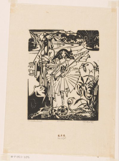 Hindoedanseres（实物上的原标题） 作者 Johannes Frederik Engelbert 十克洛斯特（艺术家签名）