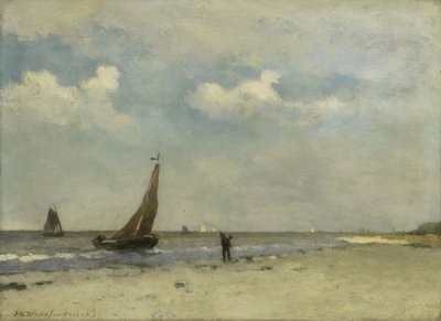 海滩风光，约 1870-1903 年（油画板） 作者 约翰尼斯·亨德里克·魏森布鲁赫