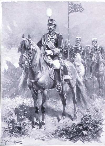 他的皇帝陛下：日本的皇帝，插图来自卡塞尔斯的日俄战争历史第1卷，c.1900 作者 约翰尼斯·赫尔曼·巴伦德·科克科克（Johannes Hermann Barend Koekkoek）