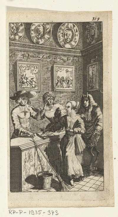 假装的魔鬼
Simon de Vries 的书籍插图，《Seven Duyvelen reigning and serving the Hedendaeghsche Dienstmaegden》，阿姆斯特丹，1682 年 作者 Johannes Jacobsz van den Aveele