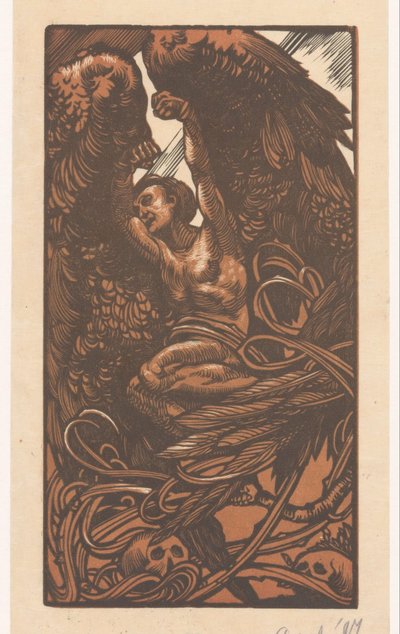 带骷髅的翼女 作者 Johannes Josephus Aarts（艺术家签名）