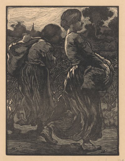 两名农场工人 作者 Johannes Josephus Aarts（艺术家签名）