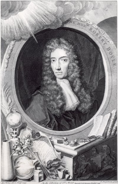 罗伯特·博伊尔（1627-91）的肖像由George Vertue（1684-1756）1749年刻 作者 约翰尼斯·科瑟布