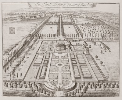Fairford House，Samuel Barker的座位，来自肯特郡的“三十六个不同的贵族和绅士座位”，作者：Thomas Badeslade（1718-50），出版于1750年 作者 约翰尼斯·基普（Johannes Kip）