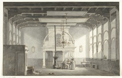 多德雷赫特 Kloveniersdoelen 大厅，1618-1619 年、1836 年全国宗教会议曾在此举行。 作者 Johannes Rutten（艺术家签名）