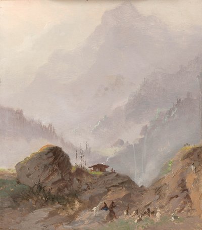 蒂罗尔山景与羚羊 作者 约翰内斯·塔文拉特