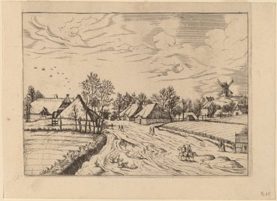 带磨坊的乡村小镇 作者 Johannes 和 Lucas van Doetechum 在《小景观大师》之后