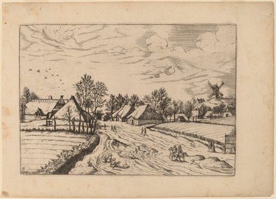 带驿站磨坊的乡村小镇 作者 Johannes 和 Lucas van Doetechum 在《小景观大师》之后