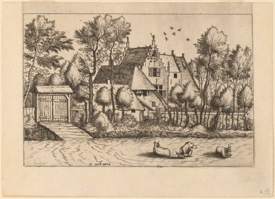 带沟渠的乡村别墅 作者 Johannes van Doetechum，长老和卢卡斯
