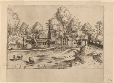 有教堂的乡村村庄 作者 Johannes van Doetechum，长老和卢卡斯