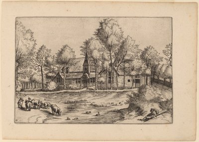 带教堂的乡村 作者 Johannes van Doetechum，长老和卢卡斯