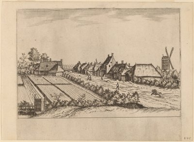 田野和一条带有磨坊的村路 作者 Johannes van Doetechum，长老和卢卡斯
