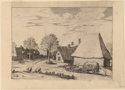 有干草车的村街 作者 Johannes van Doetechum，长老和卢卡斯
