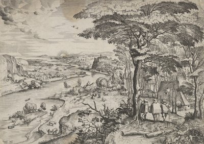 Euntes在Emaus的风景和在Emmaus的朝圣者，约1555-56年。创作人：约翰内斯-凡-多特库姆一世，卢卡斯-凡-多特库姆。 作者 Johannes 和 Lucas van Doetecum