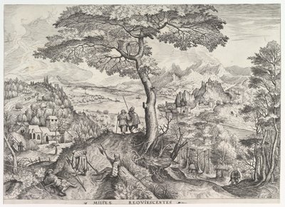 休息中的士兵 Milites requiescentes 来自《大型风景画》，约1555-56年。 作者 约翰内斯·范·杜特克姆一世