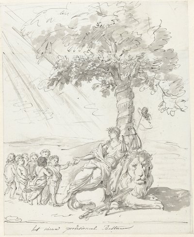 人民政府成立，阿姆斯特尔德装饰，1795 年
新临时政府（物体上的标题） 作者 无名氏