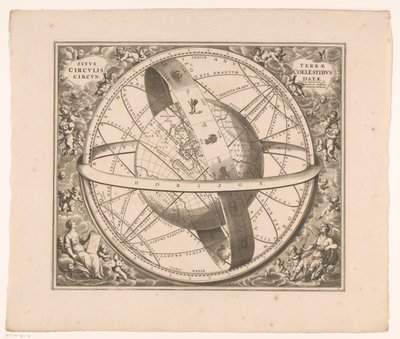根据托勒密体系绘制的地球天体图
Situs terrae circulis coelestibus circundatae（物体标题） 作者 彼得申克（一）