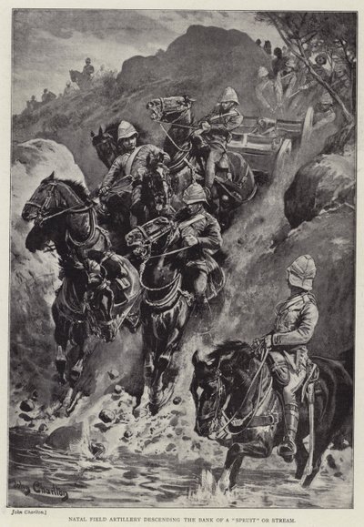 Natal Field Artillery descending the Bank of a "Spruit" or Stream (litho) 作者 约翰（后）查尔顿
