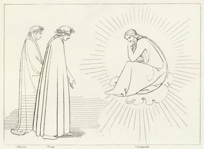 Dante Discoursing with Cacciaguida, Paradise, Canto 17 (engraving) 作者 约翰（后）弗拉克斯曼