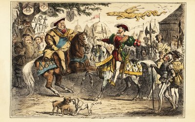 1520年6月7日，英国亨利八世在金布球场与法国弗朗西斯一世在马背上会面。 作者 约翰（后）里奇