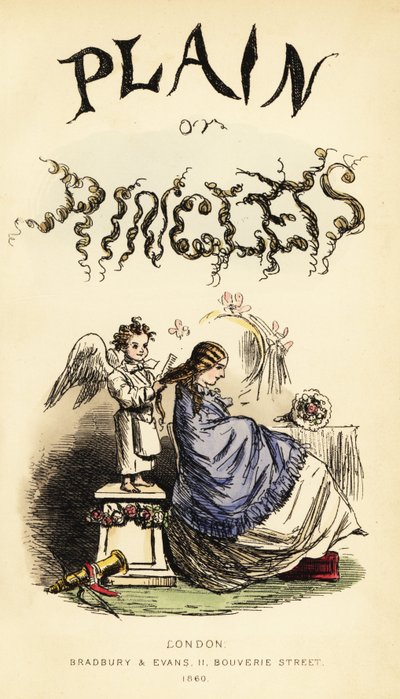 Title page with calligraphic title and vignette of winged cherub hairdresser brushing a girl’s hair with a comb 作者 约翰（后）里奇