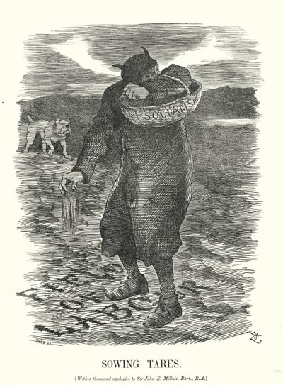打孔卡通：播种稗子——对社会主义在英国工人中传播的恐惧（版画） 作者 约翰（后）坦尼尔