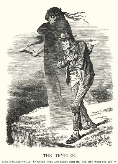 打孔卡通：诱惑者——无政府主义对失业者的诱惑（版画） 作者 约翰（后）坦尼尔