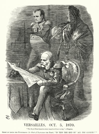 打孔卡通：凡尔赛宫，1870 年 10 月 5 日——普法战争中法国的耻辱（版画） 作者 约翰（后）坦尼尔