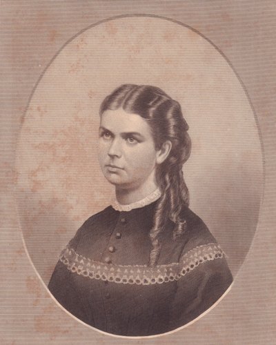 爱达-金斯曼（1845-1871）的肖像，爱德华-阿奇博尔德-万利斯牧师的妻子，由FE-琼斯雕刻，约1870年 作者 沃尔特·查尔斯·米尔斯