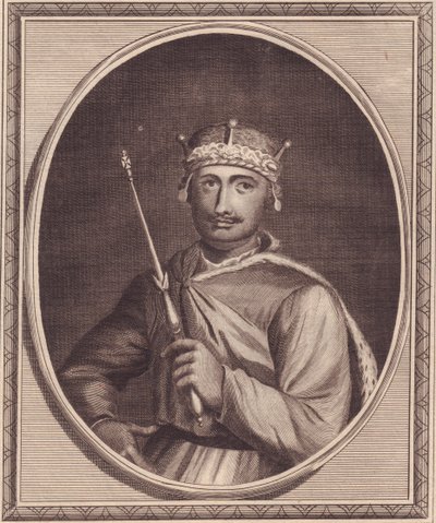 英国威廉二世（1056-1100）的肖像，又称鲁弗斯，约翰-戈达尔（1729-1795）的铜版画。 作者 沃尔特·查尔斯·米尔斯