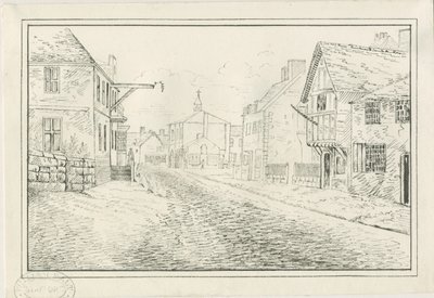 Rugeley镇-通往Lichfield路的Wolseley桥：钢笔和墨水绘画，nd [1814] 作者 约翰·奥尔波特