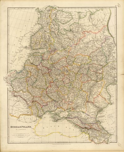 俄罗斯和波兰地图，1832年。 作者 约翰·阿罗史密斯