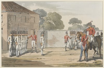 士兵钻井，1807（彩色aquatint与软地面蚀刻） 作者 约翰·奥古斯都·阿特金森