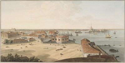 1802年至1805年间欣赏瓦西里岛岛和彼得和保罗要塞吐口水的景色 作者 约翰·奥古斯都·阿特金森