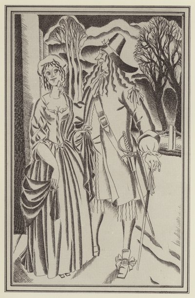 丹尼尔·笛福 (Daniel Defoe) 为摩尔·弗兰德斯 (Moll Flanders) 绘制的插图（平版印刷） 作者 约翰奥斯汀