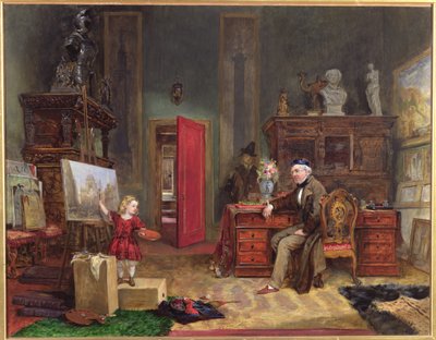 大卫罗伯茨（1796-1864）和他的孙女在他的工作室，c.1866 作者 约翰·巴兰坦