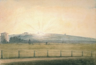 从牛津大学天文台看到的太阳落下，1784年12月20日 作者 约翰·浸信会