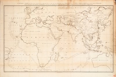 用墨卡托投影法绘制的总图，显示 "狮子 "号和 "兴都斯坦 "号从英国驶往中国北京沟以及返回英国的轨迹 作者 约翰·巴罗